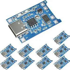 Vszerda 10PCS 1A High Current 18650 Lithium Battery Charging Board 5V Type-C USB Interface Input Charge Module with Double Protection