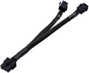 Vszerda Dual 6 Pin Female to 8 Pin Male GPU Power Adapter Cable Braided Sleeved 9 inches Vszerda Dual 6 Pin Female to 8 Pin Male GPU Power Adapter Cable Braided Sleeved 9 inches