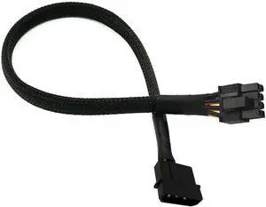 Vszerda Molex IDE 4 Pin Male to PCIe 8(6+2) Pin Male Converter Adapter Power Cable 18 AWG Braided Sleeved 20 inches