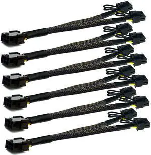 Vszerda PCI-e 6 Pin to Dual PCIe 8(6+2) Pin Graphics Card PCI Express Power Adapter GPU VGA Y-Splitter Extension Cable Mining Video Card Sleeved Power Splitter 9 inches 18 AWG 6 Pack + Bonus