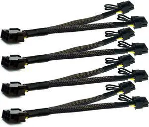 Vszerda PCI-e 6 Pin to Dual PCIe 8(6+2) Pin Graphics Card PCI Express Power Adapter GPU VGA Y-Splitter Extension Cable Video Card Sleeved Power Cable 9 inches 18 AWG (4 Pack)