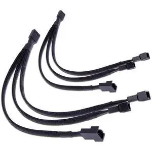 Vszerda PWM Fan Splitter Adapter Cable Sleeved Braided Y Splitter Computer PC 4 Pin Fan Extension Power Cable 1 to 3 Converter 10 inches (2 Pack)