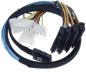 Vszerda Mini SAS to SAS Cable Internal Breakout Cable SFF-8087 to SFF-8482 with 4X Molex Power Connectors for Raid Controller to Hard Drive 3.3FT