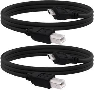 Vszerda Micro USB Printer Cable Micro USB 5pin Male to Standard USB Type B Male OTG Data Charge Cable for Phone Tablet Printer Electronic Midi Piano -1.5M -2pcs