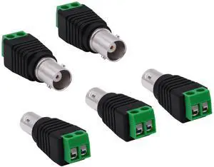 Vszerda BNC Connector BNC Female to 2Pin Solderless Screw Terminal Block Adapter Video Balun Connector for CCTV Surveillance Camera DVR TV Video-5Pcs (Female)