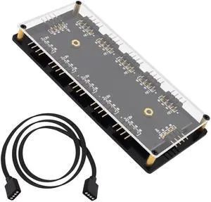 Vszerda 12V 4PIN RGB Hub 1 to 11 Way LED Fan Splitter Hub with Case /50CM Extension Cord for Extended Motherboard RGB Interface