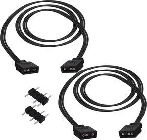 Vszerda ARGB Extension Cable 5V 3 Pin Addressable RGB Connector Adapter Extension Cable Synchronous Cord Wire for ARGB LED Fans-1M/3.3FT-2Pcs
