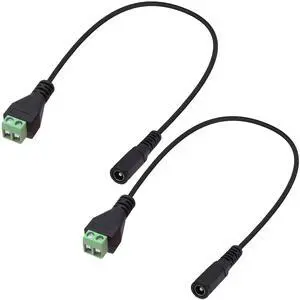DC 5.5mm x 2.1mm Screw Terminal Block Adapter Power Extension Cable DC Female to 2Pin Solderless Connector Cable Replacement Repair Supply Cord For CCTV Cameras Routers LED Devices-27cm-2Pcs (Female)