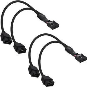 Vszerda Motherboard USB Header Splitter Y Cable USB 2.0 9Pin Female to Dual 9Pin Male Motherboard Header Splitter Hub 1 to 2 Converter Extension Cord Adapter-15cm-2pcs