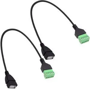 Vszerda USB 2.0 A Screw Terminal Block Cable USB 2.0 Female to 5Pin Screw Terminal Block Solderless Adapter Cable with Shield terminals Pluggable Type A Converter Extension Cord 30cm-2Pcs Vszerda USB 2.0 A Screw Terminal Block Cable USB 2.0 Female to 5Pin Screw Terminal Block Solderless Adapter Cable with Shield terminals Pluggable Type A Converter Extension Cord 30cm-2Pcs