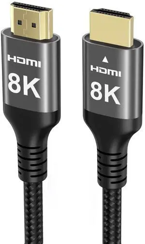 Vszerda 8K HDMI Cable 48Gbps 50 FT, Nylon Braided High Speed HDMI® Cable 4k 120Hz 2k 165Hz 8k 60Hz 12bit eARC ARC Dolby Atmos HDR10+ HDCP2.3 Compatible for Gaming PC TV Soundbar Monitor Mac PS5 Xbox