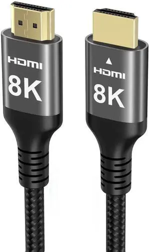 Vszerda 8K HDMI Cable 48Gbps 65 FT, Nylon Braided High Speed HDMI® Cable 4k 120Hz 2k 165Hz 8k 60Hz 12bit eARC ARC Dolby Atmos HDR10+ HDCP2.3 Compatible for Gaming PC TV Soundbar Monitor Mac PS5 Xbox