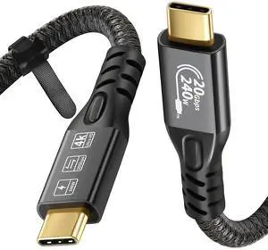 Vszerda USB C Cable 3.2 Gen 2X2 20Gbps, Type C 4K@60Hz UHD Video 5A/240W PD3.1 Fast Charge Cord with E-Marker Compatible with Thunderbolt 3/4 MacBook Pro Samsung Galaxy Pixel Monitor etc  50CM