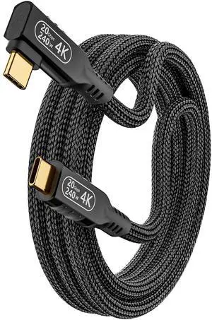 USB C Cable 10ft,Long Braided USB c to USB c Cable 3.2 ,90 Degree Plug Type C Right Angle Fast Charging Cord240W Charging Cable, 20 Gbps Data Cable,4K60Hz Video Compatible with Thunderbolt 3/4