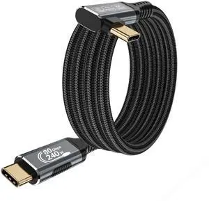 Vszerda 240w 80gbps USB c Cable Compatible with Thunderbolt 5 Cable Right Angle 6.6ft, 90 Degree USB C Cable, 8K/16k 60Hz usbc Monitor Cable for Thunderbolt 4,USB c Video