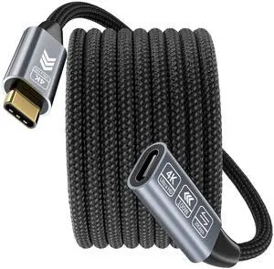 Vszerda USB C Extension Cable 20FT, 20Gbps/100W USB3.2 Type C Extender Cord, 4K@60Hz Video Output Nylon Braided USB C Male to Female Extension Charging Cable Compatibility with Thunderbolt 4/3
