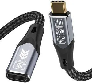 Vszerda USB-c Extension Cable Short 1.65FT Compatible with Thunderbolt 4 Extension Cable high Speed 40Gbps Data Transfer, USB c Male to Female, 8K Display/Video 240W, for Docking Station