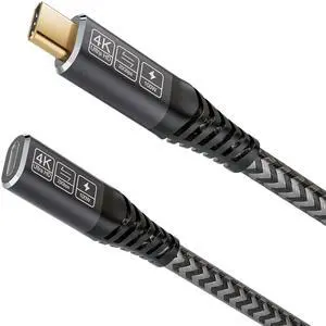 Vszerda USB C 3.2 Extender - 3.3Ft Nylon Type C Male to Female Cord, 20Gbps, 100W, Compatible with PSVR2, Macbook, iPad Pro, USB C Hub, Magsafe Charger, iPhone15