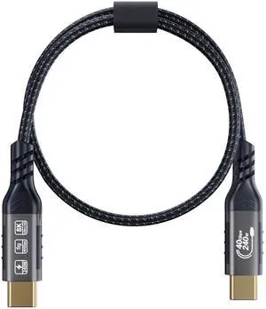 Vszerda Short USB C Thunderbolt 4 Cable 1.65ft, USB4 Braided Cables 40Gbps, 8K 60Hz PD 240W Compatible with Thunderbolt 4/3, USB4/3, Type C, for Mac MacBook Pro, SSD eGPU, 0.5 Meter