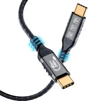 Vszerda USB4 Cable 5ft - 240W Charging (40Gbps, 240W, 8K Video), Compatible with Thunderbolt 4/3 USB C to USB C for MacBook, iPad Pro, iPhone 15, Dock, Hub