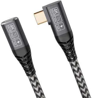 Vszerda USB 3.2 Extension Cable 1.65FT, Short USB-C Extension Cable, Right Angle Male to Female Extension Charging. Supports 20Gbps/4K Video/PD 100W Compatible with Monitor & iPhone 15 /iPad Pro