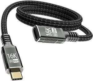 Vszerda usbc Extension Cable Compatible with Thunderbolt 5 Extender 80Gbps Data Transfer, USB c Male to USB c Female Cable, 8K/16K Display/PD 240W, for Thunderbolt 4/3/USB 5/4/SSD eGPU 1M/3.3FT