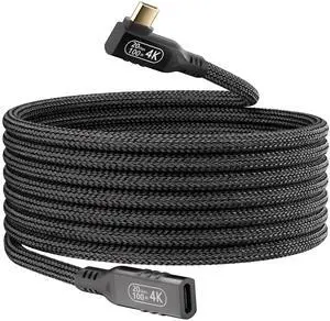 Vszerda 20 Gbps USB-c Right Angle Extension, USB c Male to Female 16.5ft, 4K Extended Cord Extender,USB 3.2 Extension 100W PD Fast Charging Compatibility with Laptop Tablet Mobile Phone