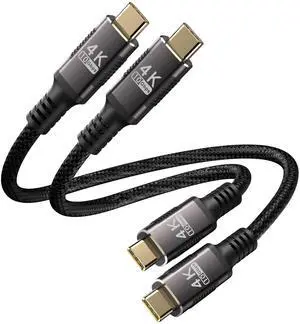 Vszerda 6 inch Short USB C Cable 0.5ft 2Pack Compatible with Thunderbolt 3,USB-C 3.1 Cable 10Gbps Data Transfer,4K@60Hz/2K@120Hz Video Output Monitor Cord,Type-C Nylon Braided 100W Fast Charging.