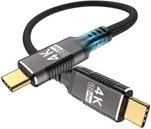 Vszerda 6inch Short Usb C Cable 0.5FT Compatible With Thunderbolt 3,Usb C 3.1 Gen 1 Cable 10Gbps Data Transfer,4K@60Hz/2K@120Hz Video Output Monitor Cord,Type-C Nylon Braided PD3.0 100W Fast Charging