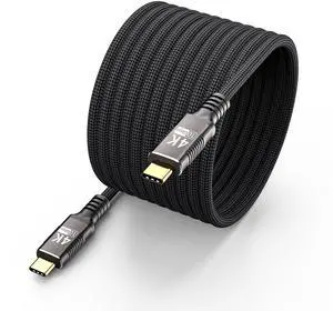 Vszerda USB C Long Cable 16FT/5M Compatible with Thunderbolt 3,USB C 3.1 Gen 1 Cable 10Gbps Data Transfer,4K@60Hz/2K@120Hz Video Output Monitor Cord,Type-C Nylon Braided PD3.0 100W Fast Charging.