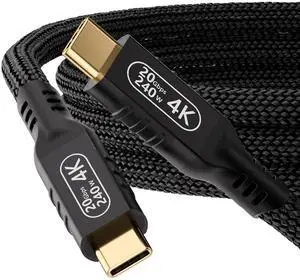 Vszerda USB c 3.2 gen 2 Data Transfer 20 Gbps Cable 6.6ft/2MType c Nylon Cable 240 watt Fast ChargingUSB c 4K Video Cable for Monitor.
