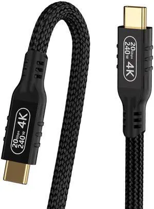 Vszerda Short USB c 3.2 gen 2 Cable 1ft high Speed Data Transfer 20Gbps Cable, USB c Nylon 4k Video Cable for Monitor,240w Fast Charging Cable.