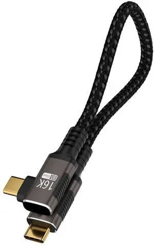 Short 90 degree USB C Cable 1FT Compatible With Thunderbolt 5/4,USB 5/4 right angle Cable 80Gbps Data Transfer,Type-C 240W Fast Charging,USB C Cable 16K@60Hz/8K@120Hz Video Output for Monitor/Display.