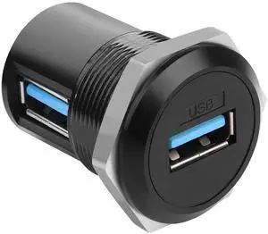 Vszerda 90 Angle USB3.0 Female to Female Panel Mount Corner Adapter, USB3.0 Embedded Right Angle Mounting Socket, for USB Data Transfer, 5V 2A Charging