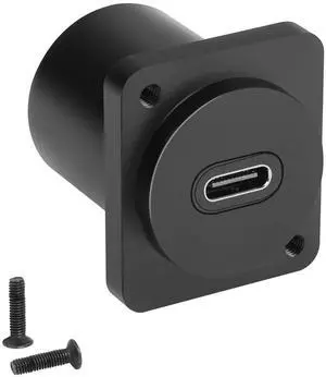 Vszerda 10Gbps USB-C to USB-C Panel Mount Adapter, Type-C 3.1 Female to Female Straight Connector, 100W Charging, Integral Al Alloy Housing, D-Type/XLR Panel Mount, Extension