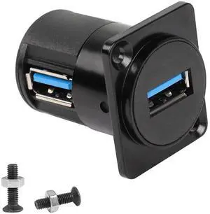 Vszerda USB 3.0 Panel-Mount Connector Socket Female to Female 90 Degree Right Angle Coupler High-Speed 5Gbps Data Transmission D-Type Extension Interface Adapter