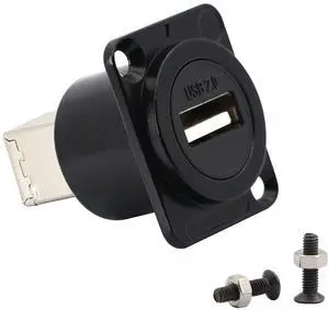 Vszerda D-Type Panel Mount Coupler USB 2.0 to USB B Female-to-Female Panel Fixed Pass-Through Module Converter Printer Scanner Adapter Extender Panel Mounting Socket