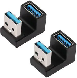 Vszerda U-Shape USB 3.1 Adapter 180 Degree USB A Male to Female Coupler Connector 10Gbps USB Type A Support Data Transfer Connector Converter OTG for PC Laptop Power Bank 2Pcs