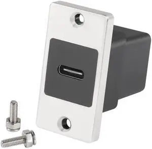 Vszerda 10Gbps USB C Rectangular Panel Adapter USB C 3.1 Female to Female Panel Mount Connector USB C Mounting Socket Data Module 5V/2.1A Charging, Mounting on Device Panel, Desktop, Wall