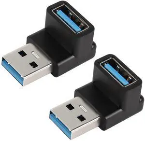 Vszerda 90 Degree USB 3.1 Adapter USB A Male to Female Right Angle Connector 10Gbps USB Type A 3.1 Data Transfer Converter Coupler OTG for PC Laptop Power Bnak 2Pcs