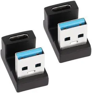 Vszerda U-Shape USB 3.1 to USB C Adapter 180 Degree USB A3.1 Male to Type C Female Coupler Connector 10Gbps Support Data Transfer OTG 2Pcs