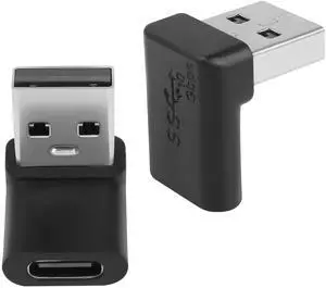 Vszerda 10Gbps USB 3.1 to USB C 90° Angle Adapter USB A Male to USB C Female L-Shaped Angle Connector, for OTG Data Transfer 3A Charging, for PC Laptop Tablet,2Pcs (Positive Bend/Female up)