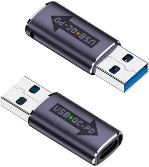 Vszerda USB3.1 QC to USB C PD Adapter, 2Pcs, 32W, USB3.1 Male to Type C Female, Fast Charging, LED Light, Hanging Hole, for Laptop, Tablet, Smartphone, PC Vszerda USB3.1 QC to USB C PD Adapter, 2Pcs, 32W, USB3.1 Male to Type C Female, Fast Charging, LED Light, Hanging Hole, for Laptop, Tablet, Smartphone, PC