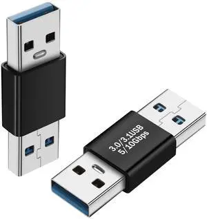 Vszerda USB3.0 Male to Male 180 Degree Adapter Extender 5Gbps USB3.0 USB3.1 Gen1 Plug to Plug Data Charging Reverse Angle Connector 5V/3A, Al Shell, for Extension USB PC Laptop Tablet PC,2Pcs