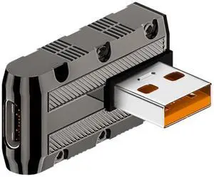 Vszerda Metal Mecha Model 120W USB3.1 to USB C 90° Angle Adapter 10Gbps USB3.1 Male to USB C Female Right Angle Connector, LED Light, for PC Laptop Wall Charger, Vertical Bend (C Port to Right)