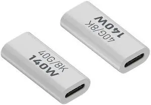 Vszerda 140W USB4.0 C Female to Female Data Adapter Coupler 40Gbps USB4.0 Type C Jack to Jack Charging Connector Extender PD140W/8K@60Hz, Al Hull, for Thunderbolt 3 iPhone 15 Steam Deck, 2Pcs