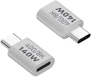 Vszerda 140W USB C Adapter Extender 40Gbps USB Type C 4.0 Male to Female Data Connector, Support PD140W (28V5A)/8K@60Hz Cast Screen, Al Alloy Hull, for Thunderbolt 3 iPhone 15 Steam Deck, 2Pcs