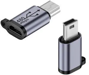 Vszerda Mini USB Male to Micro USB Female Adapter Mini USB Plug to Micro USB2.0 Jack Charging Data Connector 480Mbps 18W 9V/2A, Al Alloy/Hook Hole, for Digital Camera MP3 Mobile Hard Drive, 2Pcs Vszerda Mini USB Male to Micro USB Female Adapter Mini USB Plug to Micro USB2.0 Jack Charging Data Connector 480Mbps 18W 9V/2A, Al Alloy/Hook Hole, for Digital Camera MP3 Mobile Hard Drive, 2Pcs