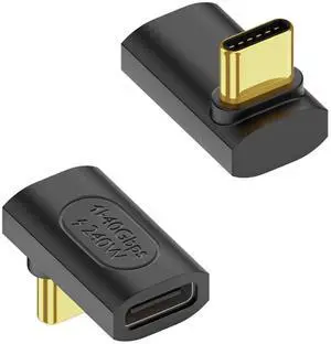 Vszerda 240W USB4.0 C 90 Degree Angle Adapter 40Gbps Type C 4.0 Male to Female Right Angle Connector, Support 8K Audio/Video 240W/50V Charging, for Tablet Laptop Steam Deck, 2Pcs(Positive Bend)