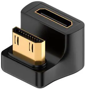Vszerda 8K Mini HDMI U Shape Angle Adapter UHD2.1 Mini HDMI Male to Mini HDMI Female 180 Degree Down HD Display Connector, LED Light, for DSLR Portable Camcorder Tablet PC (Reverse)
